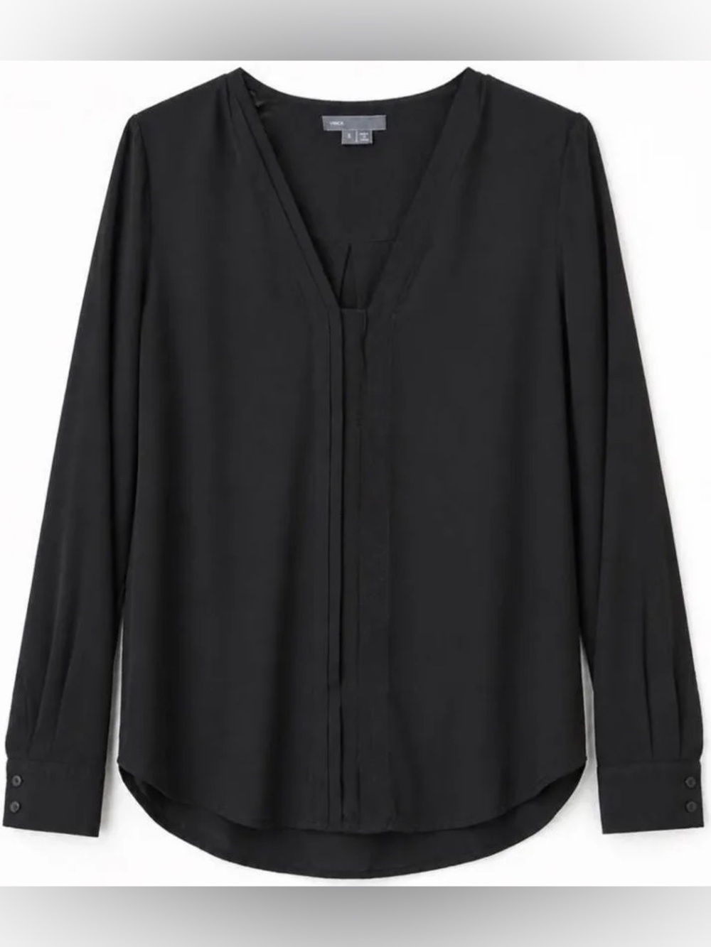 Vince | Black 100% Silk V-Neck Top, XS
